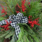 Christmas Arrangement with Checkerboard Bow