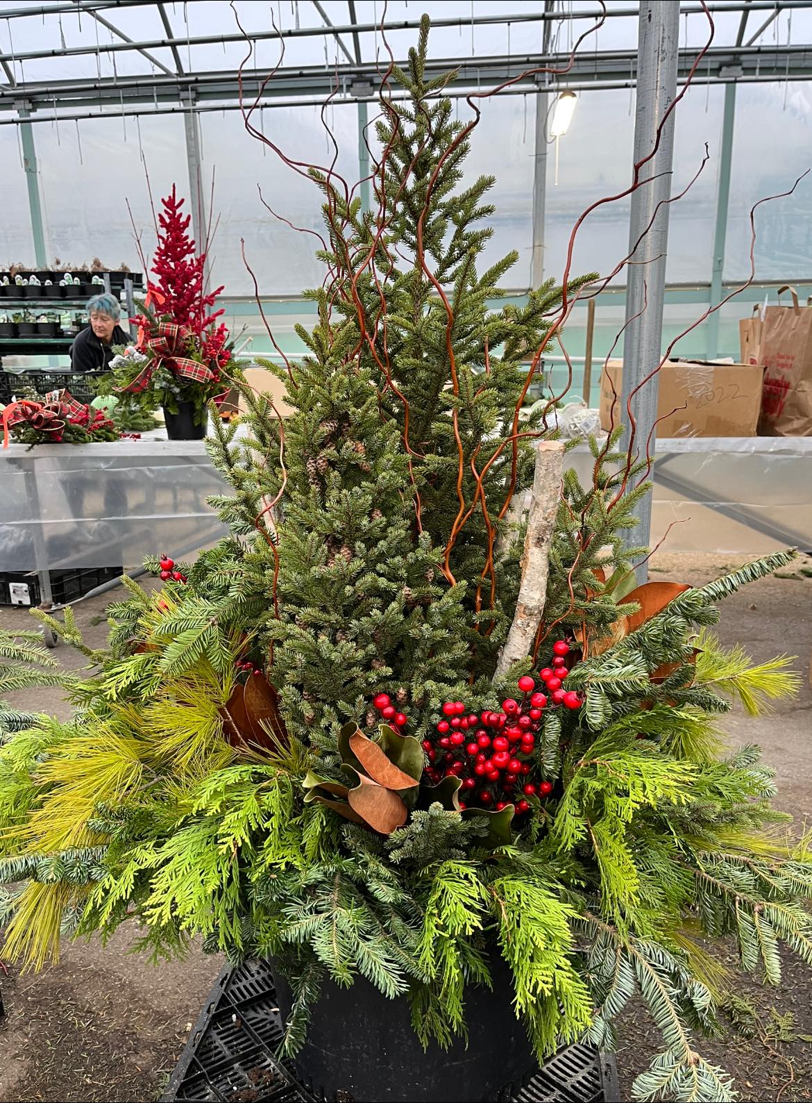holiday porch pot